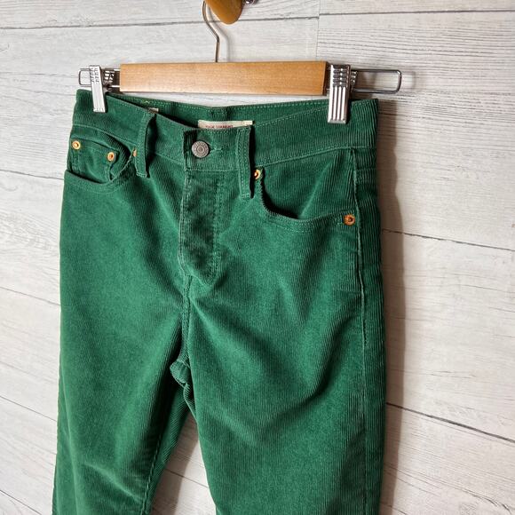 Levis Pants Womens Size 25 Kelly Green Wedgie Straight Corduroy Button Fly - Picture 8 of 16